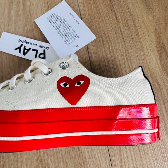❤️CONVERSE Hearts Valentines Day Chuck Comme des Garcons Sz 4 Mens Shoes A01796C - Picture 6 of 7